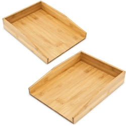 Relaxdays - 2x Corbeilles à Courrier en Bambou range-dossier Rangement format A4 Documents HxlxP : 6 x 25 x 34 cm, empilable, nature
