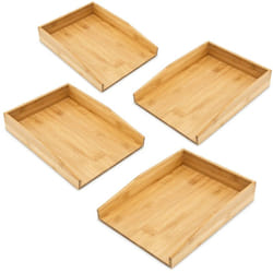 4x Corbeilles à Courrier en Bambou range-dossier Rangement format A4 Documents HxlxP : 6 x 25 x 34 cm empilable, nature