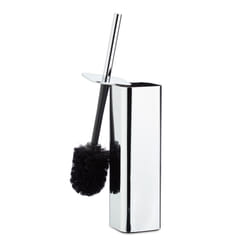 Relaxdays - Porte brosse wc support brosse toilettes mural argenté réfléchissant HxlxP: 38,5 x 8 x 8 cm, argent/noir