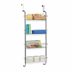 Relaxdays Organiseur de porte étagère de porte salle de bain cuisine à suspendre rangement mural chrome HxlxP: 112 x 45 x 23 cm, argent
