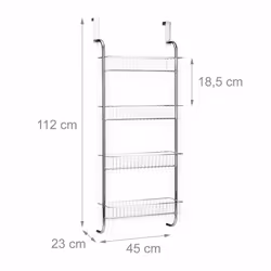 Relaxdays Organiseur de porte étagère de porte salle de bain cuisine à suspendre rangement mural chrome HxlxP: 112 x 45 x 23 cm, argent - Vue supplémentaire 4