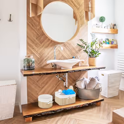 Relaxdays 4052025217860 Boîte de rangement Panier de rangement Autres Bambou, Fibre de bois, Polyester Bambou, Blanc