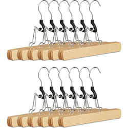 Relaxdays - Cintre pince pantalons crochet pivotant 360° bois lot de 12 pince jupe feutre HxlxP: 17 x 25 x 2,3 cm, nature