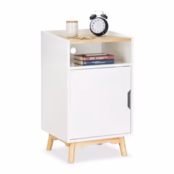 Relaxdays 10021837, Table de nuit / chevet, Blanc, Bois, Panneaux MDF, Bois de pin, 10 kg, 430 mm, 400 mm