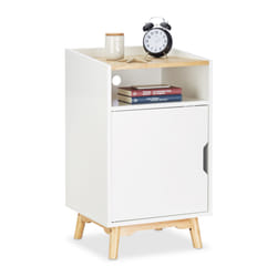 Table de nuit blanche, table chevet porte, table de lit, commode, nordique scandinave 74 x 43 x 40 cm, blanc - Relaxdays