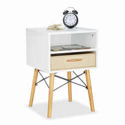 Table de nuit blanche, table de chevet, lit, commode, console, tiroir tissu pliable 61 x 40 x 43 cm, blanc - Relaxdays