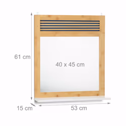 Relaxdays - Miroir mural tablette, Glace bois lamelles, entrée, salle de bains, bambou, hlp 61 x 53 x 15 cm, nature/blanc - Vue supplémentaire 4