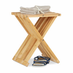Tabouret Bas Pliant en Bambou, Aspect naturel, Pliable Gain de place, Assise Enfants, hlp : 42x32x27cm, nature - Relaxdays