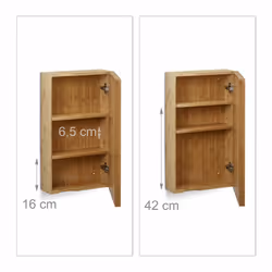 Armoire de salle de bain avec miroir en bambou étagère meuble rangement, nature - Relaxdays - Vue supplémentaire 5