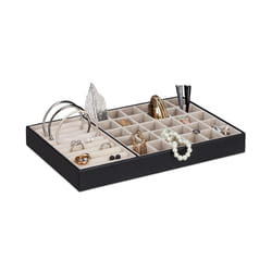 Relaxdays Plateau à bijoux présentoir à bijoux boîte coffret sans couvercle 30 compartiments velours noir