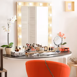Relaxdays Miroir de maquillage grossissant à poser miroir rond pivotant sur pied double face HxlxP: 28x18x10 cm, argent