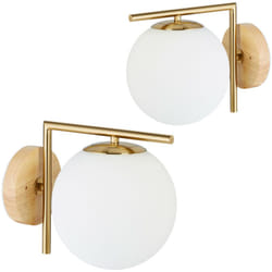 Relaxdays - 2x Applique murale laiton mat globi intérieur design rétro moderne boule globe HxlxP: 22 x 19,5 x 28 cm, mat