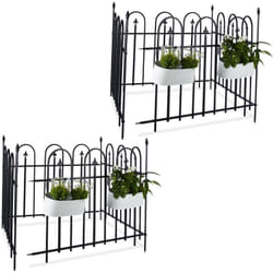 Clôture de jardin en métal, lot 8, en fer forgé, jardin, terrasse, bordure, poteau, 9,6 m, 90 x 120 cm, anthracite noir