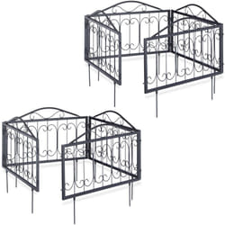 Relaxdays - Clôture décorative de jardin en métal, 8 panneaux extérieurs avec ornements, bordure de jardin vintage, 4,5 m, noir