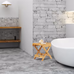 Tabouret Bambou Pliant Déco Salle de Bain Résistant à l'Humidité Marchepied sdb hlp 31,5x27,5x28,5cm, Nature - Relaxdays