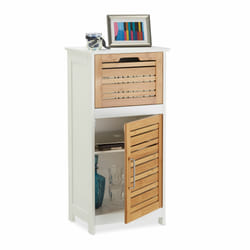 Armoire de salle de bain commode salle de bain bambou meuble rangement tiroir HxlxP: 83 x 40 x 30 cm, blanc - Relaxdays