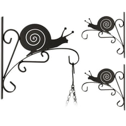 Relaxdays - 3x crochets à fleurs escargots, support mural, déco jardin métal, h x l x p : 30 x 28 x 2 cm, noir