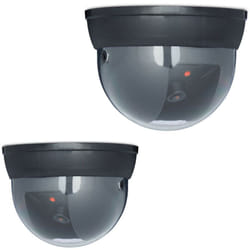 Relaxdays - Fausse caméra surveillance, lot de 2, 360 degrès, lampe led, angle réglable, factice, pour intérieur et extérieur, noir