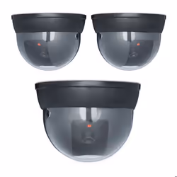 Fausse caméra surveillance lot de 3 360 degrès lampe LED angle réglable factice pour intérieur et extérieur noir