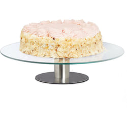 Relaxdays - Plat à tarte tournant plateau présentation verre gâteau mariage décoration cuisine ø 30 cm, transparent