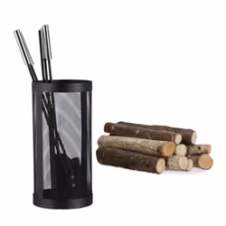 Relaxdays 10022296, Ensemble outils d cheminée, Noir, Acier inoxydable, Acier, 51 cm, 17 cm, 35 cm