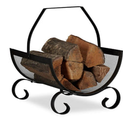 Relaxdays - Panier à bûches bois de cheminée porte-revues porte-journaux acier métal HxlxP: 40 x 33 x 38 cm, noir