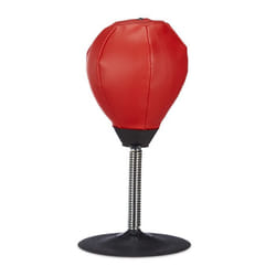 Relaxdays Punching Ball de table de bureau sac de boxe anti-stress anti frustration mini 35 x 18 x 18 cm rouge noir