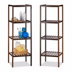 Etagère de salle de bain en bambou lot de 2 meuble de cuisine 4 niveaux HxLxP : 110 x 345 x 33 cm brun foncé