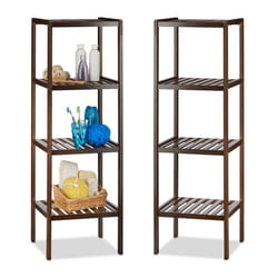 Etagère de salle de bain en bambou lot de 2 meuble de cuisine 4 niveaux HxLxP : 110 x 345 x 33 cm brun foncé