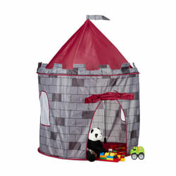 Relaxdays Tente enfant intérieur Chevalier Château tente de jeu extérieur 3 ans HxlxP: 125 x 105 x 105 cm, gris
