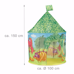 Tente de jeu dinosaure, tente enfants tente intérieur extérieur HxlxP: 150 x 100 x 100 cm, vert - Relaxdays
