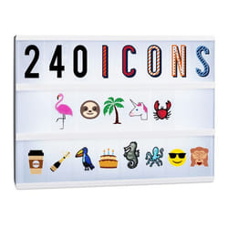 Relaxdays Set Suppléments Boîte à lumière LED 240 Signes originaux Extension Lettres Chiffres Icônes multicolore