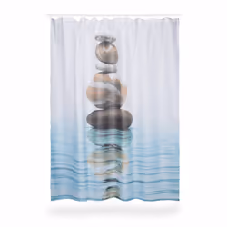 Relaxdays Rideau de douche 180 x 180 cm salle de bain motifs Pierres Zen anti-moisissures, bleu