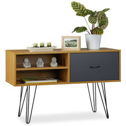 Console design rétro vintage table d'appoint 80s tiroir sideboard pieds métal HxlxP: 62x100x38 cm, coloré - Relaxdays