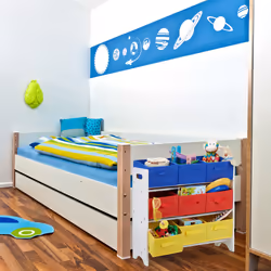 Tagère enfants tiroirs, 9 Boîtes de rangement jouets colorées, mdf, hlp : 62 x 63 x 28cm, blanc/multicolore - Relaxdays