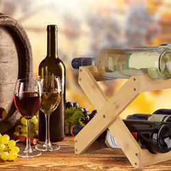 Tagère à Vin Bambou, Forme x, 6 bouteilles, Rustique, Petit, Range-bouteilles pliant, hlp 22x36x20 cm, nature - Relaxdays