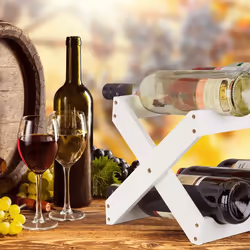 Relaxdays Étagère à Vin Bambou, Forme en X, 6 bouteilles, petit, Range-bouteilles pliant, HLP 22x36x20 cm, blanc