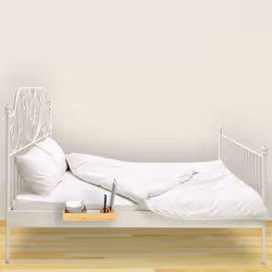 Plateau de Lit, Bambou, Tablette, Table de nuit, Organiseur, Porte-gobelet d : 9 cm, Peu encombrant, nature - Relaxdays