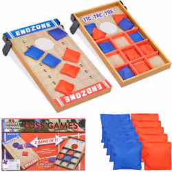 Ce set vous permettra de vous adonner, par exemple au jardin ou au parc, à deux jeux populaires : le jeu de poches et le morp ...