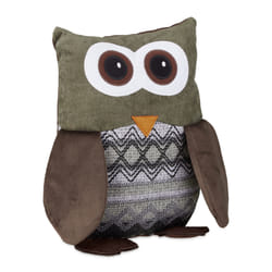 Relaxdays - Butoir de porte chouette arrêt de porte Hibou cale porte tissu sable butée porte HxlxP: 24 x 14 x 14 cm, brun