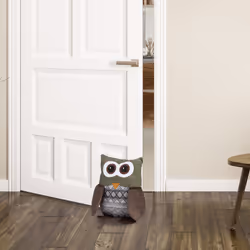 Relaxdays - Butoir de porte chouette arrêt de porte Hibou cale porte tissu sable butée porte HxlxP: 24 x 14 x 14 cm, brun