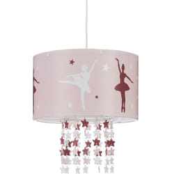 Lampe à suspension fille danseuses étoiles ballerines plafond motifs étoiles mobile chambre enfant, rose - Relaxdays