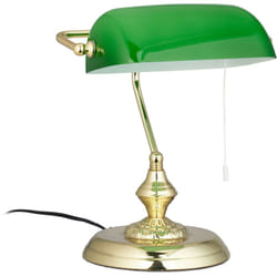 Relaxdays - Lampe de banquier abat-jour vert bureau table lampe de table laiton vintage bibliothèque 31x22,5x18,5 cm, vert