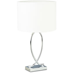 Relaxdays - Lampe de table argenté abat-jour rond lampe de chevet moderne design fer HxlxP: 51 x 28 x 28 cm, blanc