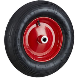 Relaxdays - Roue de brouette caoutchouc 200 kg, roue de rechange sans axe, caoutchouc essieu 4.80 4.00-8, noir-rouge