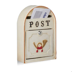 Relaxdays Boîte aux Lettres Antique Style vintage Western Shabby Chic Relief cor postal en métal 30x20x8 cm beige