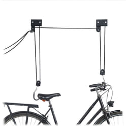 Relaxdays - Porte-vélo plafond 57 kg de capacité, crochets, corde frein,tirette de câble, Kajak, ascenseur vélo, noir