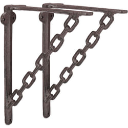 Relaxdays - querre d'étagère en fonte, set de 2, motif de chaîne style antique, support mural pour étagère, brun rouillé