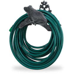 Relaxdays - Porte Tuyau grenouille, support tuyau de jardin mural, enrouleur nostalgique, fonte, hlp : 19x27x17 cm, gris