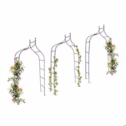 Set de 3 arches à rosiers courbée avec pointe métal 24 m arceau de jardin obélisque tuteur plantes grimpantes vert